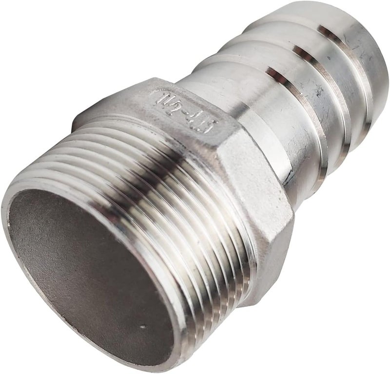 JENSWILL 1-1/2"(40mm) Hose Barb to 1-1/2" NPT Male Threaded- Stainless Steel Hose Fitting Connector Adapter Pipe Fitting Pack of 2 - Image 4